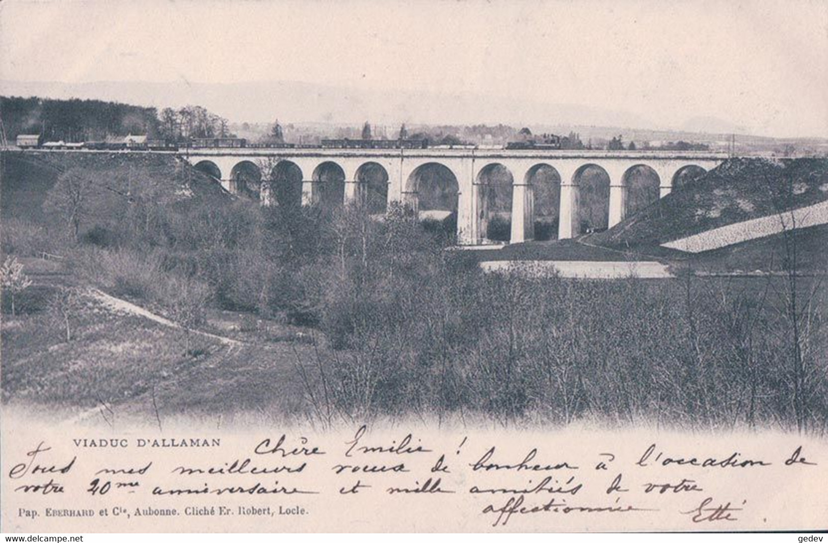 Allaman VD, Chemin De Fer, Train Sur Le Viaduc (9.8.1901) - Allaman