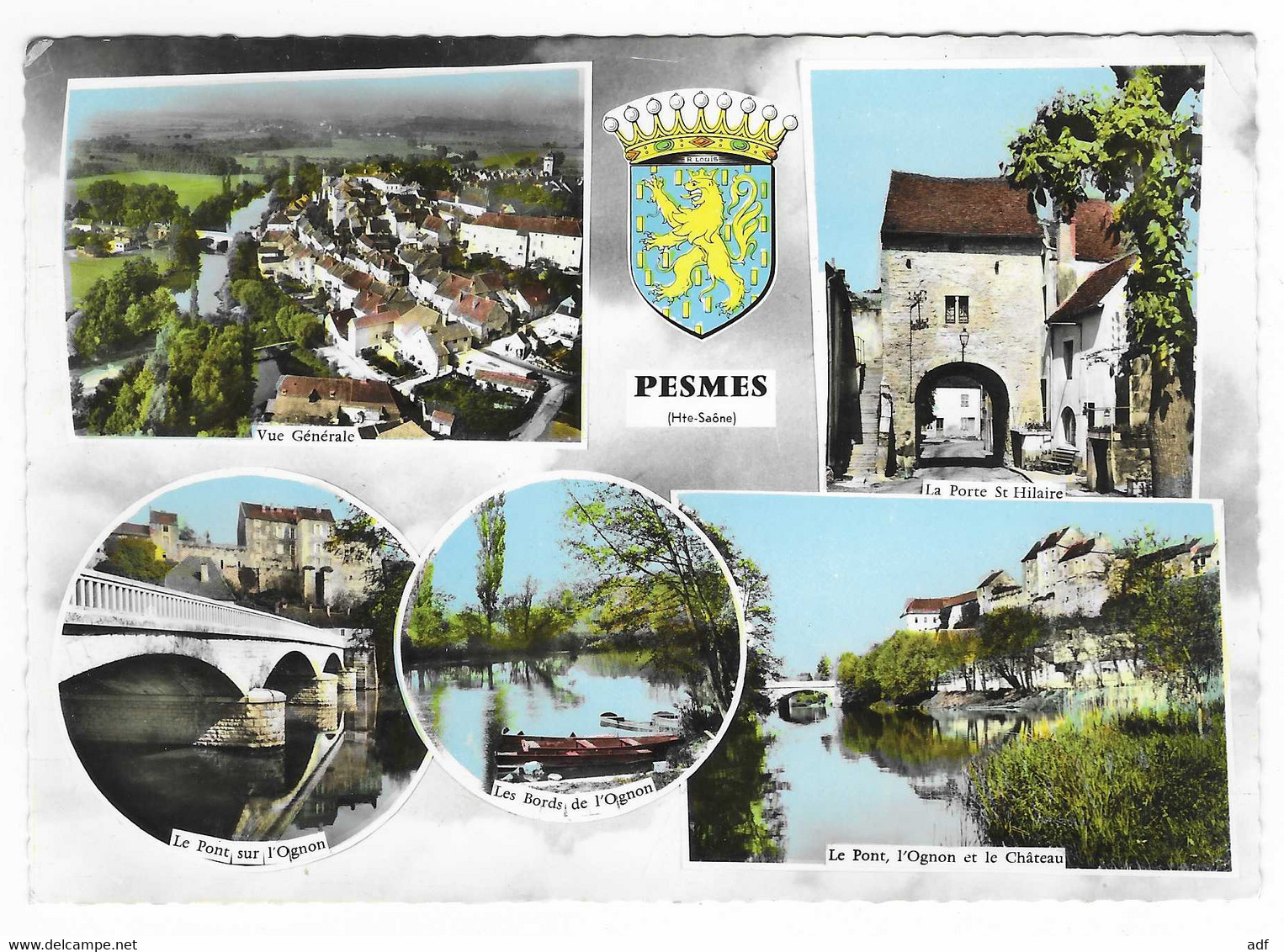 CPSM MULTIVUES PESMES, VUE GENERALE, PONT SUR L'OGNON, PORTE ST HILAIRE, HAUTE SAONE 70 - Pesmes