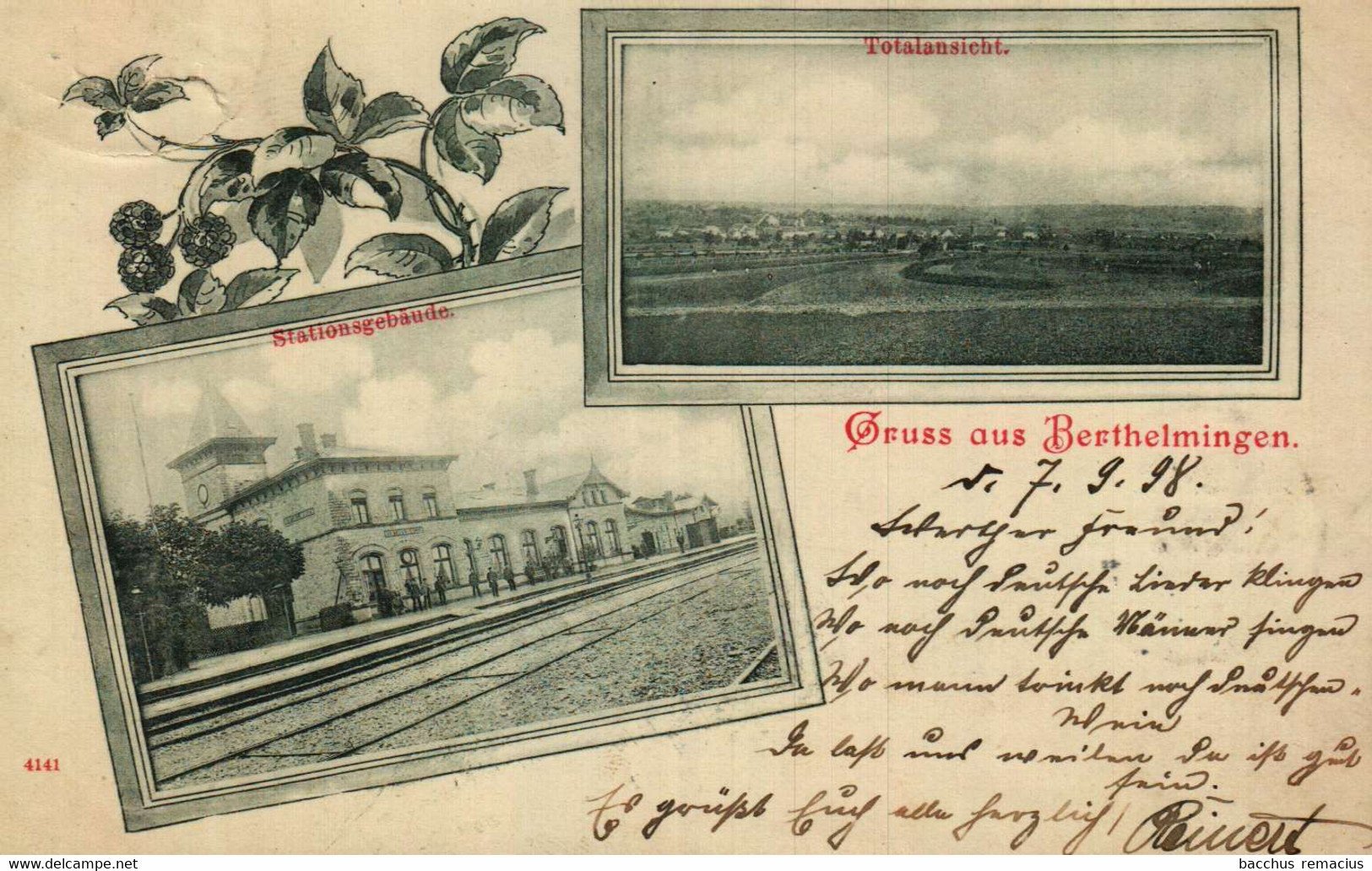 Gruss Aus BERTHELMINGEN  1. Stationsgebäude 2. Totalansicht - Sarrebourg