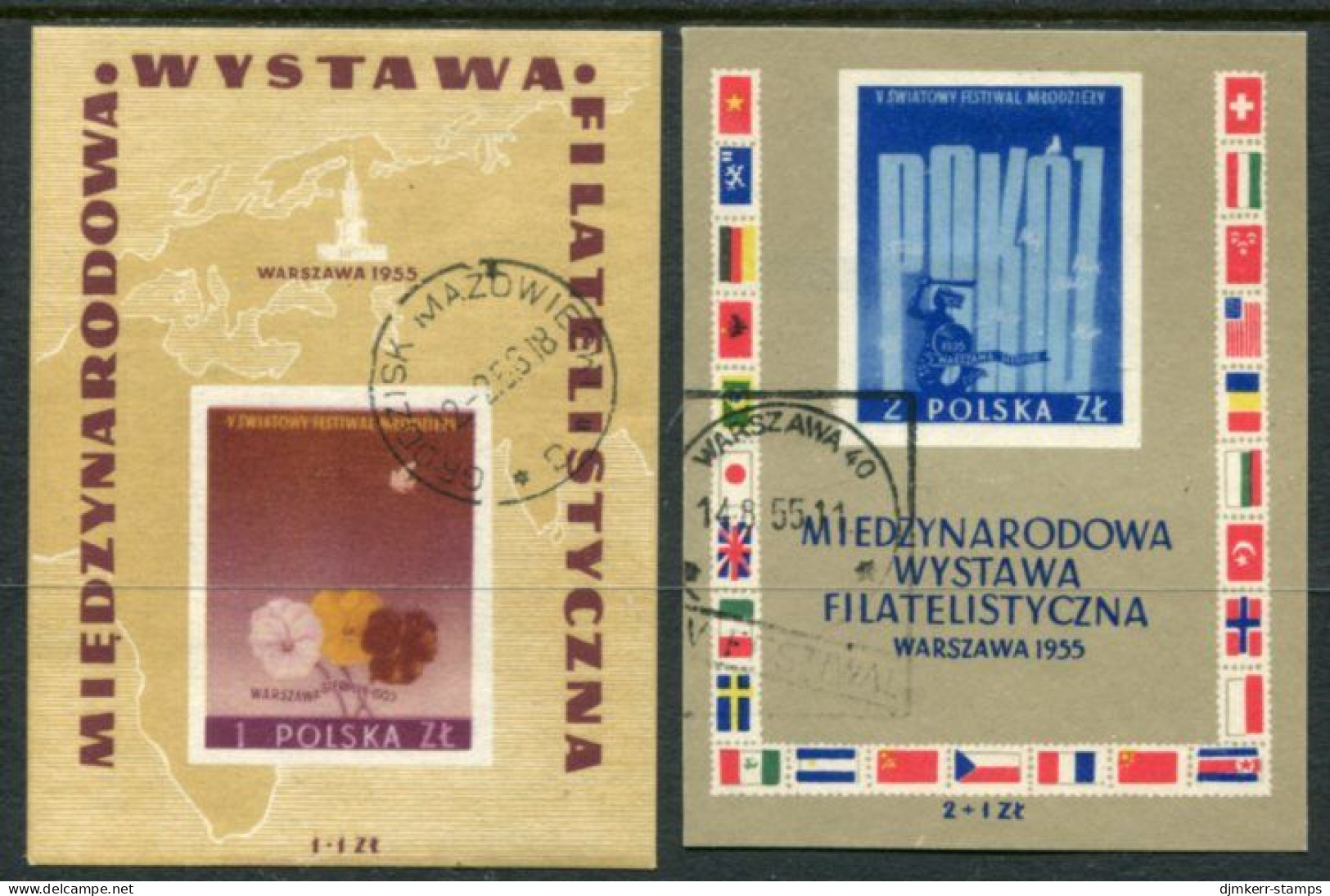 POLAND 1955 Warsaw Philatelic Exhibition  Blocks Used  Michel Block 17-18 - Gebruikt