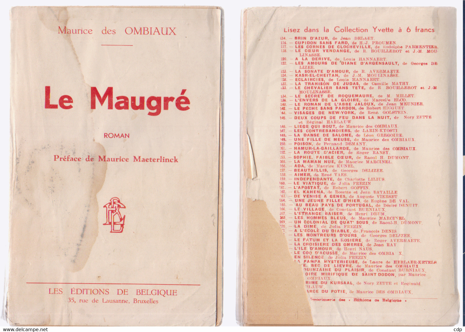 Le Maugré  Maurice Des Ombiaux - Belgian Authors