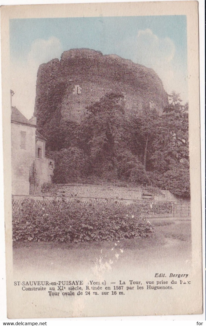 Yonne : SAINT SAUVEUR En PUISAYE : La Tour, Vue Prise Du Parc : Colorisée - Saint Sauveur En Puisaye