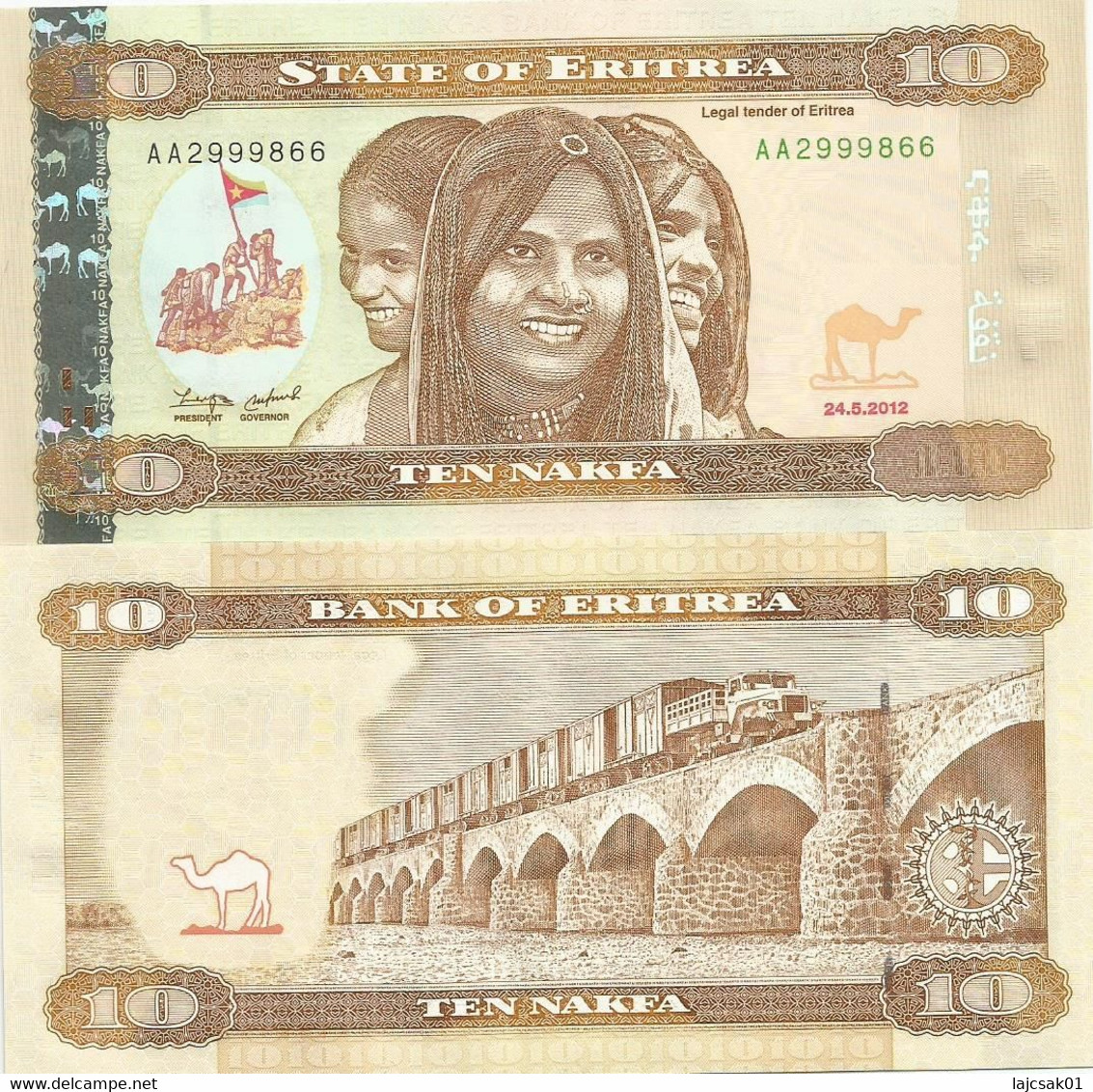 Eritrea 10 Nakfa 2012. UNC - Erythrée