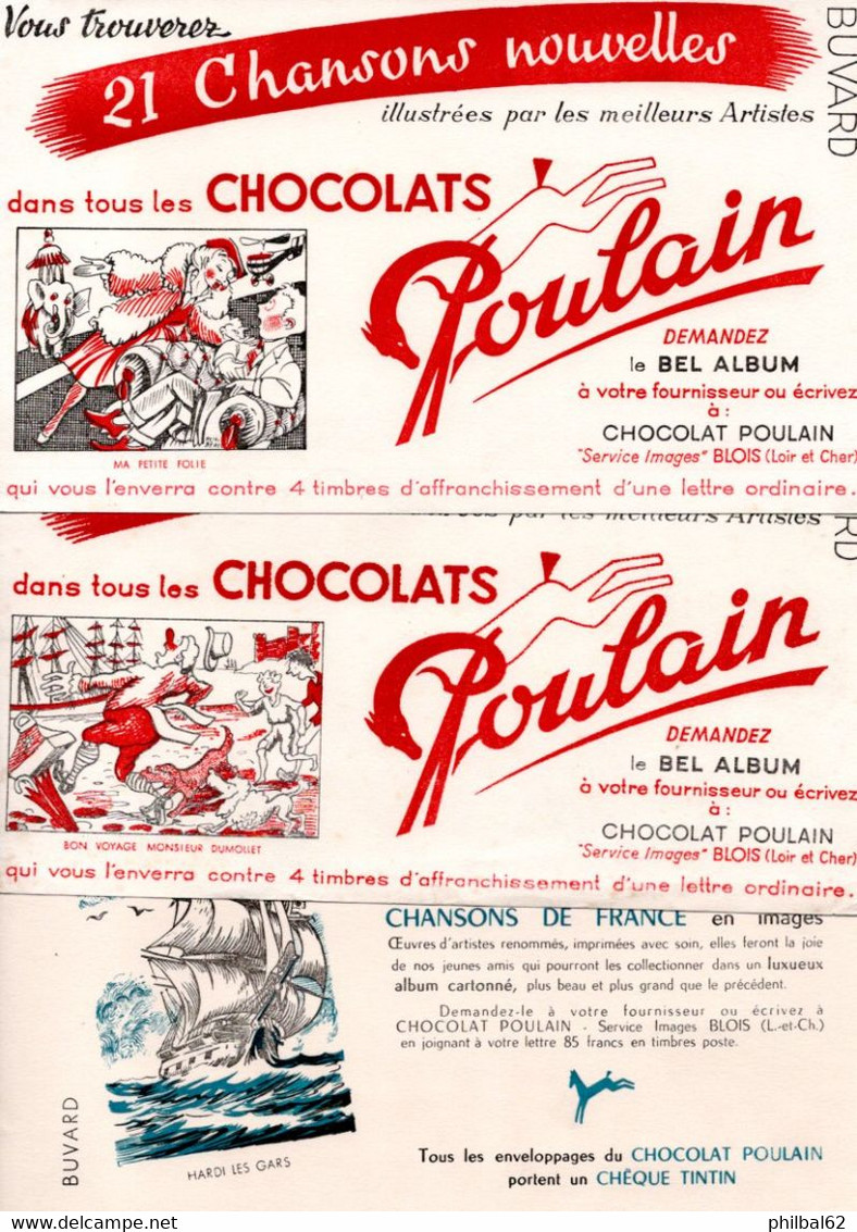 3 Buvards + Protège-cahier Poulain. - Chocolat