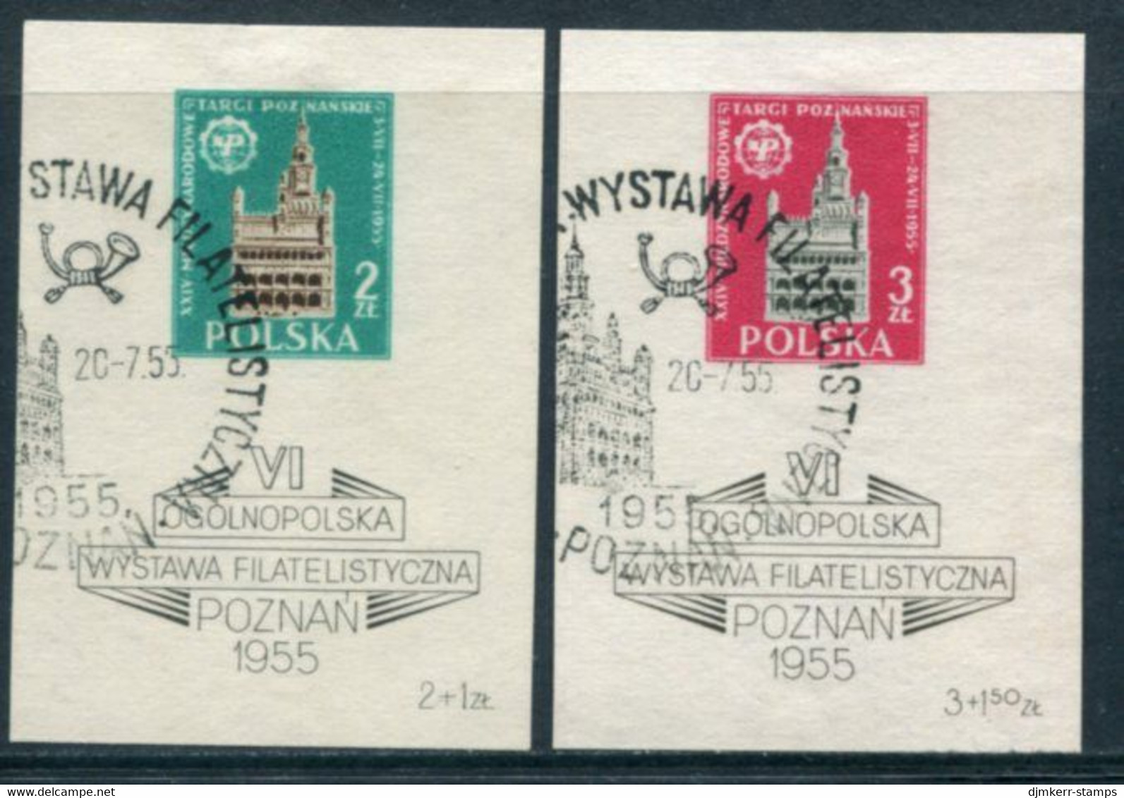 POLAND 1955 Poznan Philatelic Exhibition Blocks Used.  Michel Block 15-16 - Gebraucht