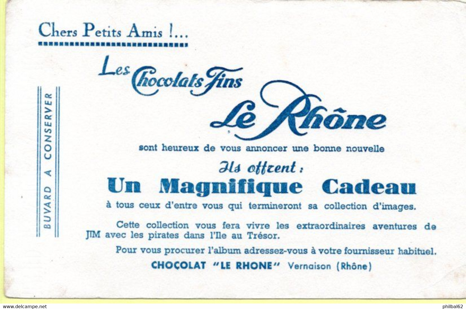 Buvard Chocolat Le Rhône à Vernaison. - Chocolat