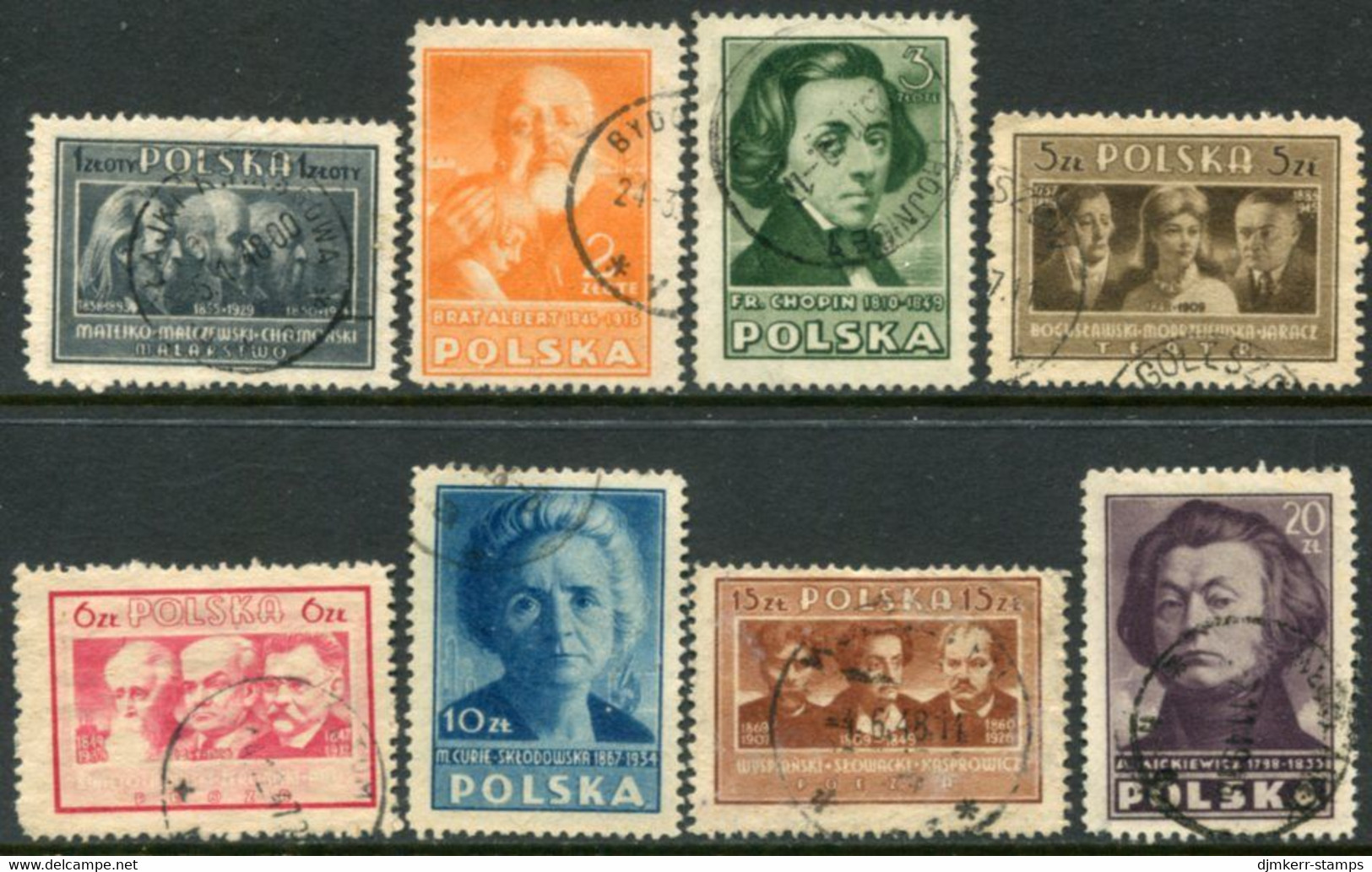 POLAND 1947 Polish Culture In Changed Colours Perforated Used.  Michel 463-70A - Used Stamps