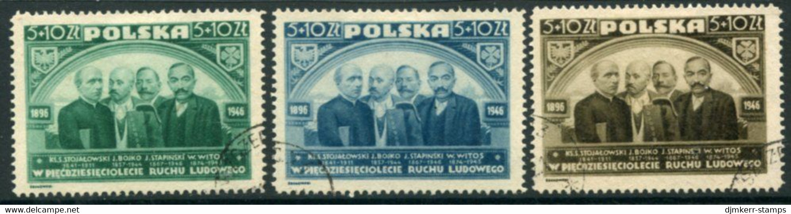 POLAND 1946 Peasants' Movement Set Used.  Michel 448-50 - Used Stamps