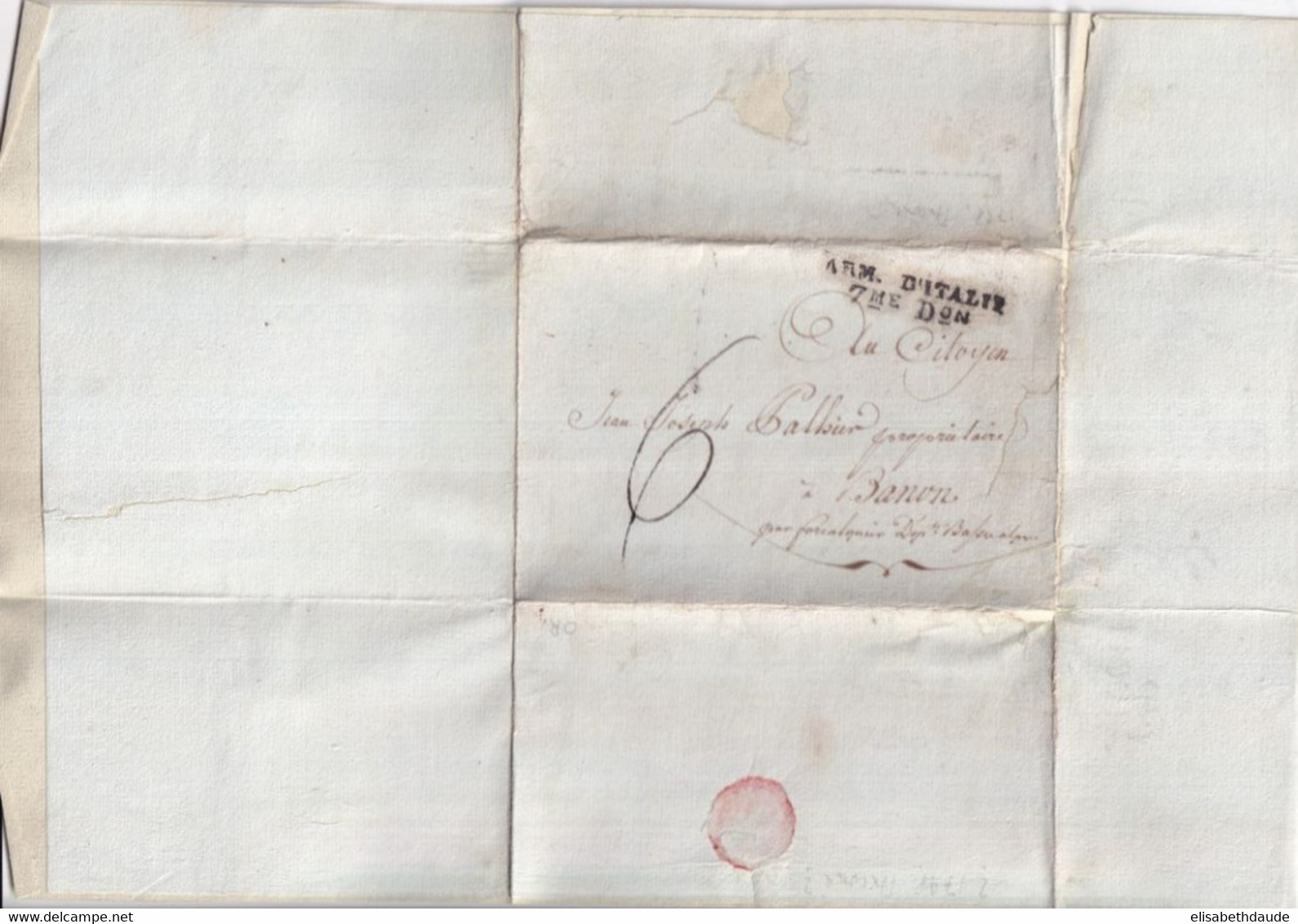 1799 - ARMEE D'ITALIE 7 EME DIVISION (COTE = 350 EUR) - LETTRE De ANCONA SANS CORRESPONDANCE => BANON (BASSES ALPES) - Legerstempels (voor 1900)