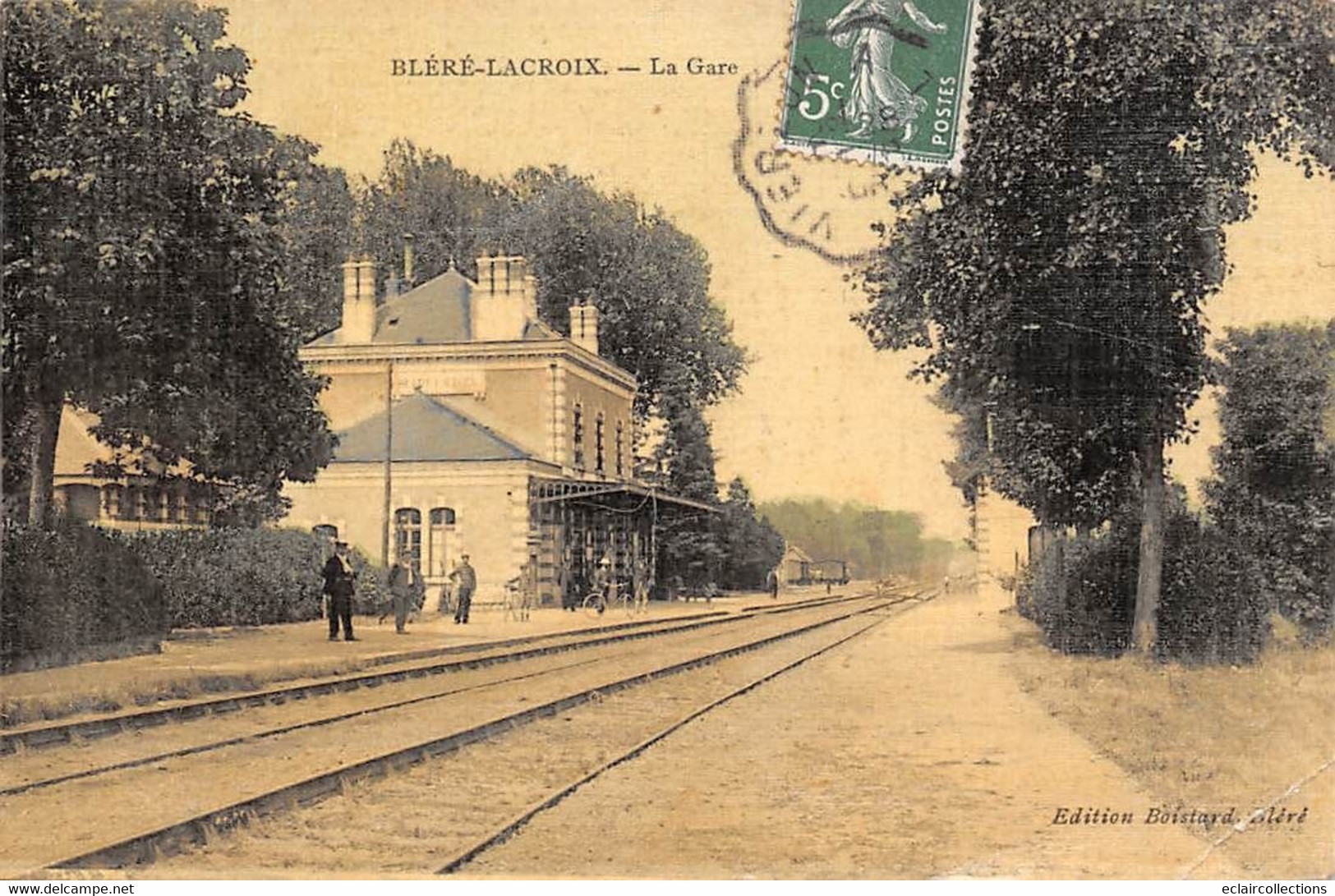 Bléré        37         Intérieur De La Gare      Colorisée Et Toilée   (voir Scan) - Bléré