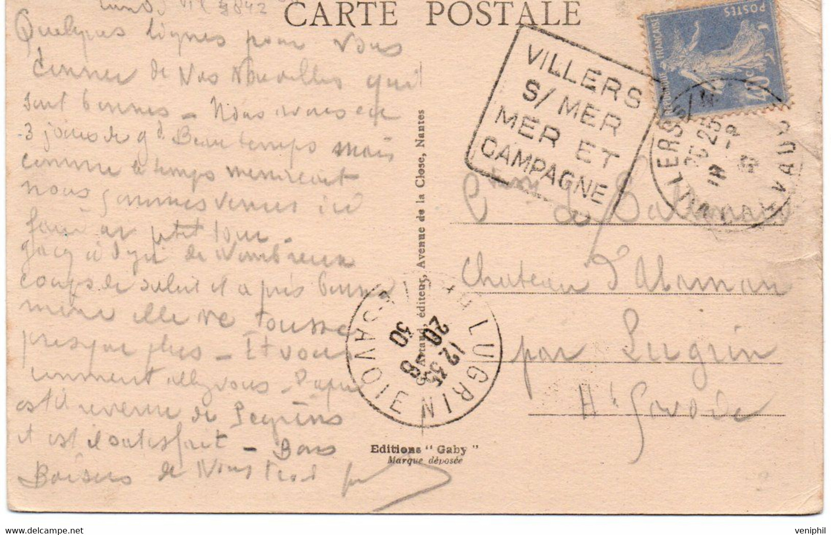 CARTE AFFRANCHIE N° 237 - OBLITERATION DAGUIN " VILLERS SUR MER -MER ET CAMPAGNE  " 1930 - Mechanical Postmarks (Other)