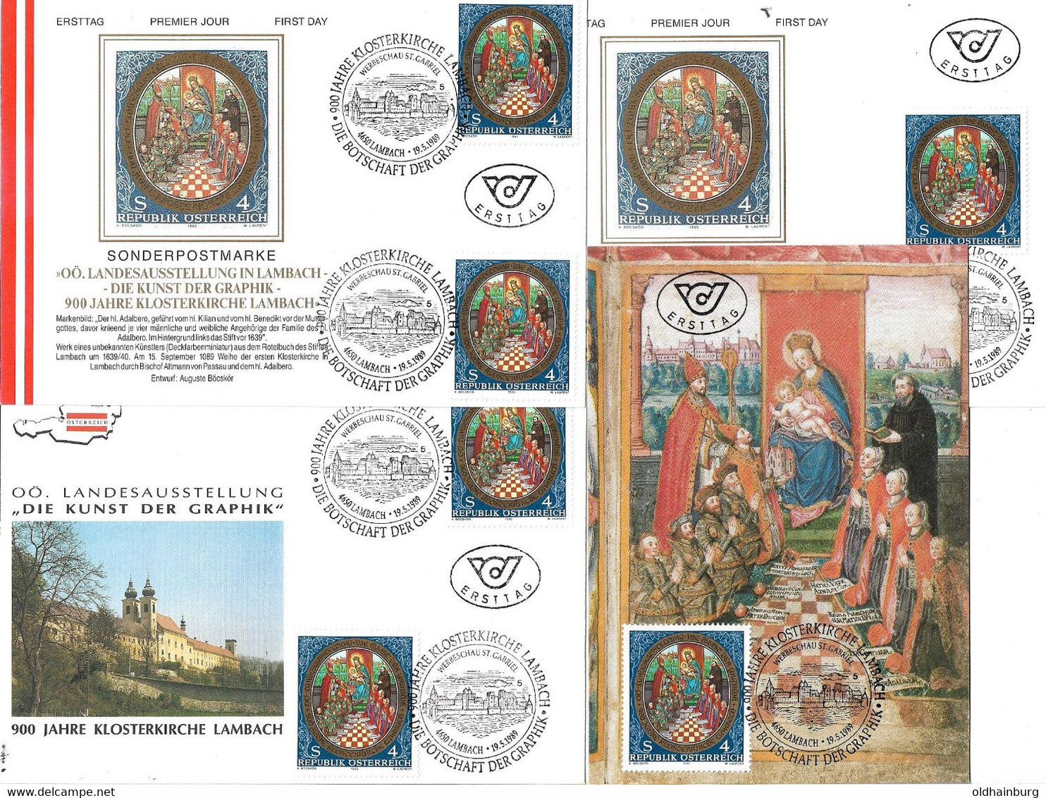 1878k: Heimatsammler 900 Jahre Klosterkirche 4650 Lambach, FDC- Kombis, Sonderstempel, Mit Viererblock - Lambach