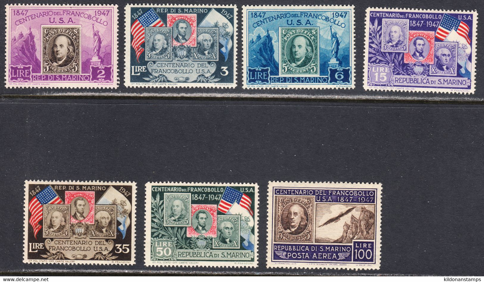 San Marino 1947 Mint Mounted, Sc# 266-271,C55, SG - Unused Stamps