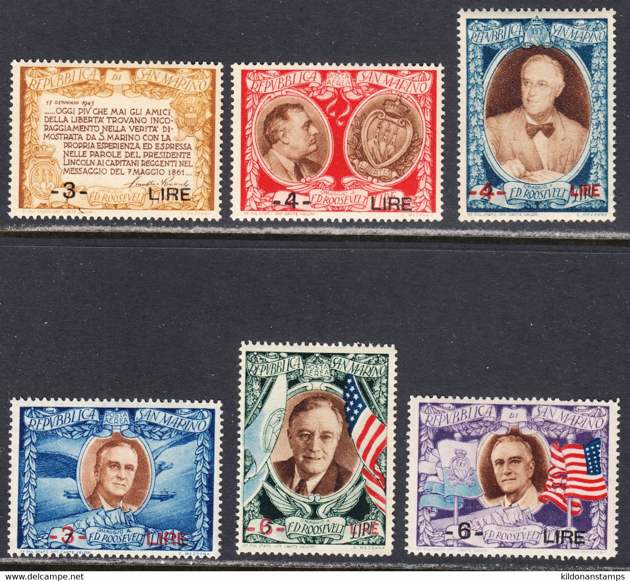 San Marino 1946 Mint No Hinge, Sc# ,SG ,Sass 330-335,A45 - Nuovi