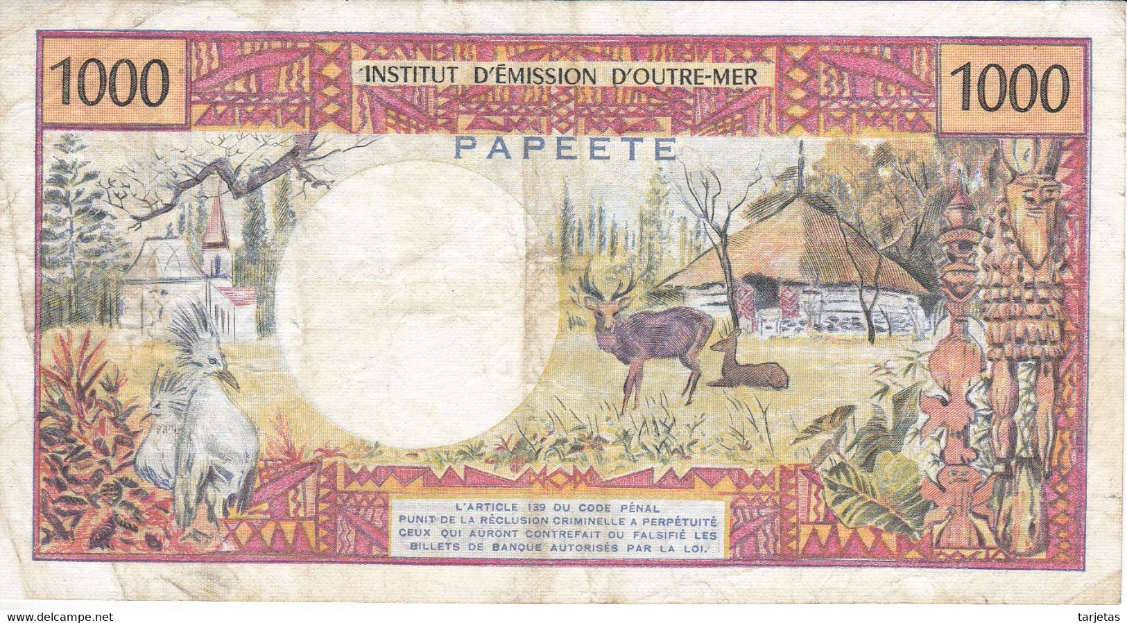 BILLETE DE OUTRE MER DE PAPEETE DE 1000 FRANCS  (BANKNOTE) - Papeete (Polinesia Francese 1914-1985)