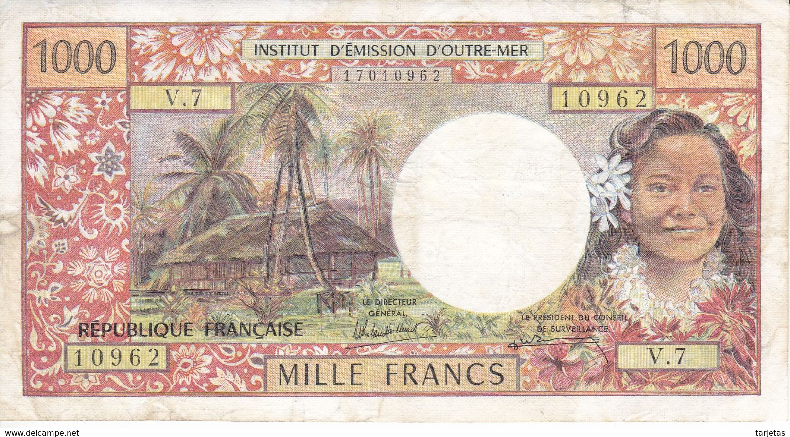 BILLETE DE OUTRE MER DE PAPEETE DE 1000 FRANCS  (BANKNOTE) - Papeete (French Polynesia 1914-1985)