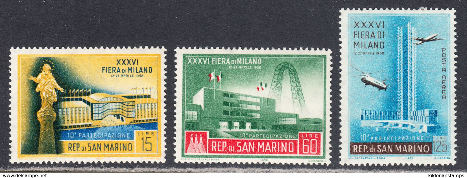 San Marino 1958 Mint Mounted, Sc# 414-415,C97, SG - Unused Stamps