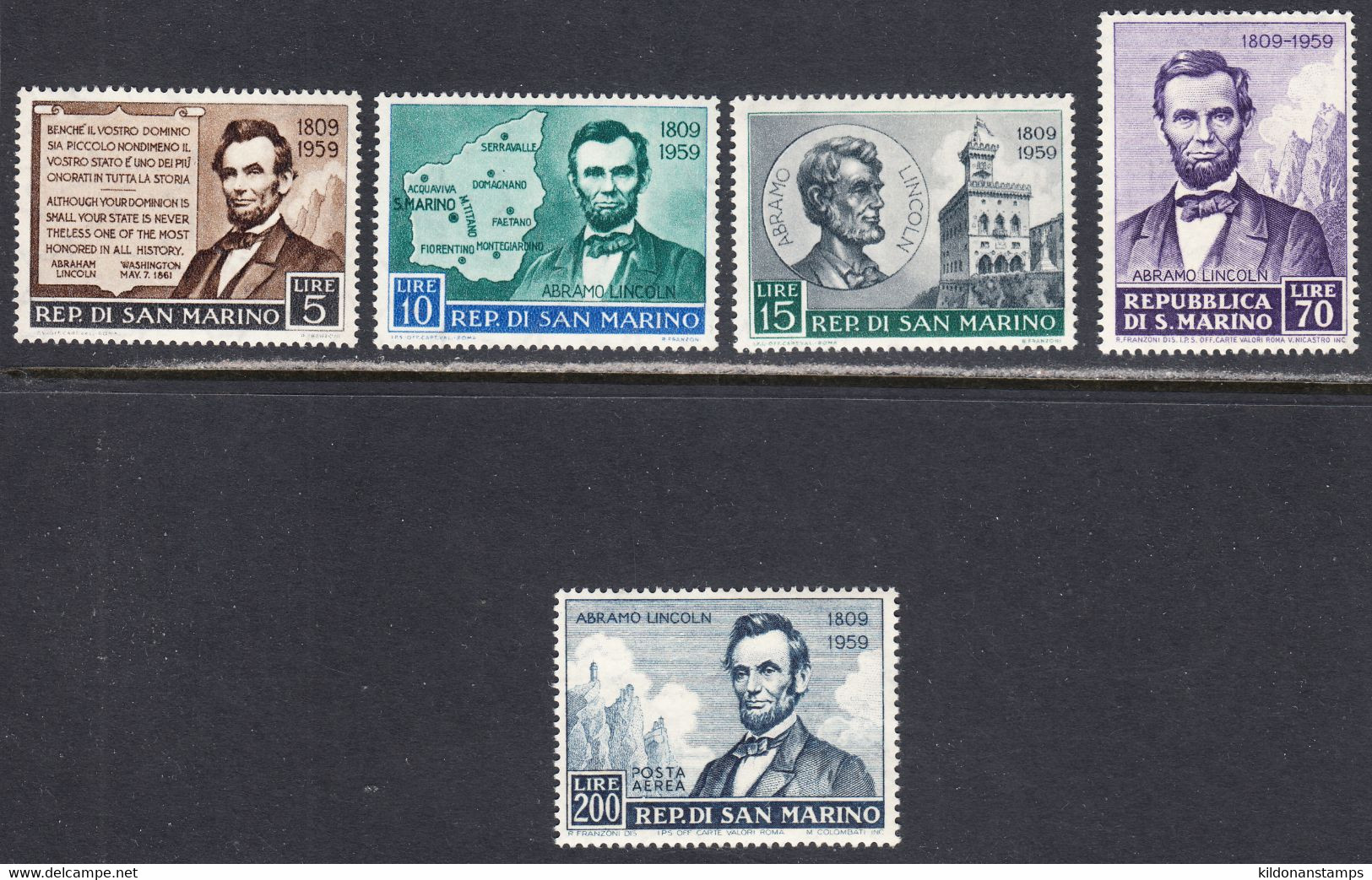San Marino 1959 Mint Mounted, Sc# 433-436,C108, SG - Unused Stamps