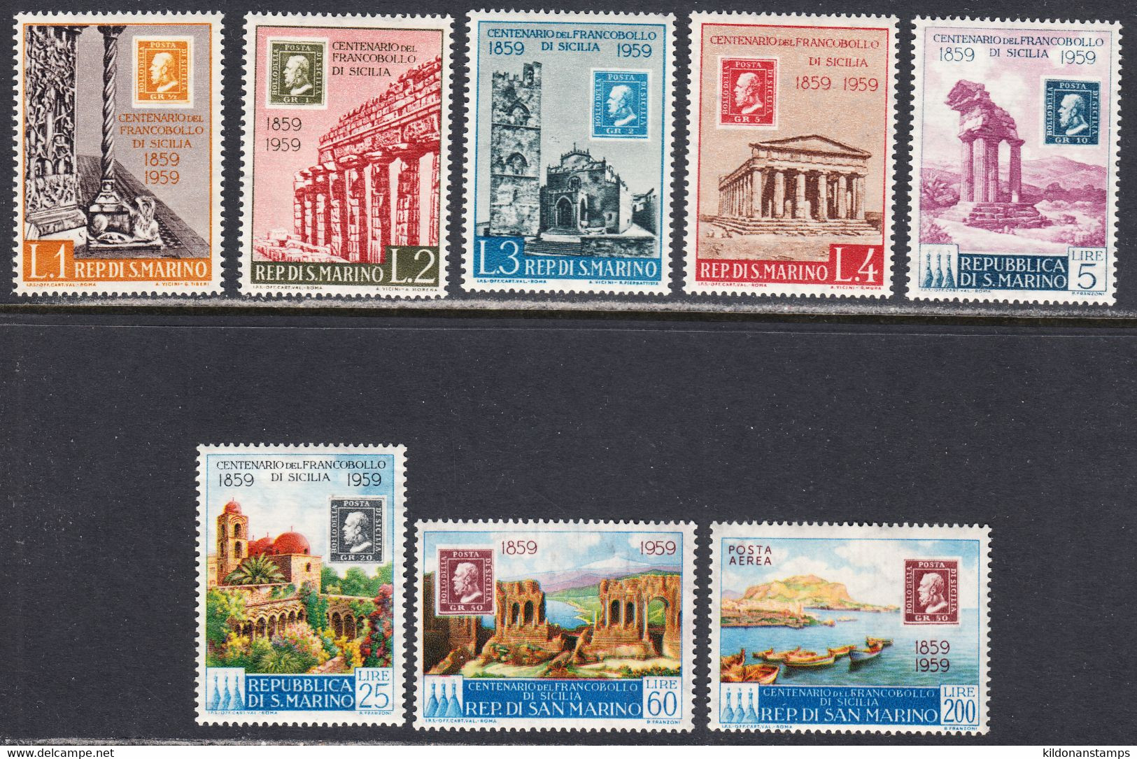 San Marino 1959 Mint No Hinge, Sc# 439-445,C110, SG - Unused Stamps