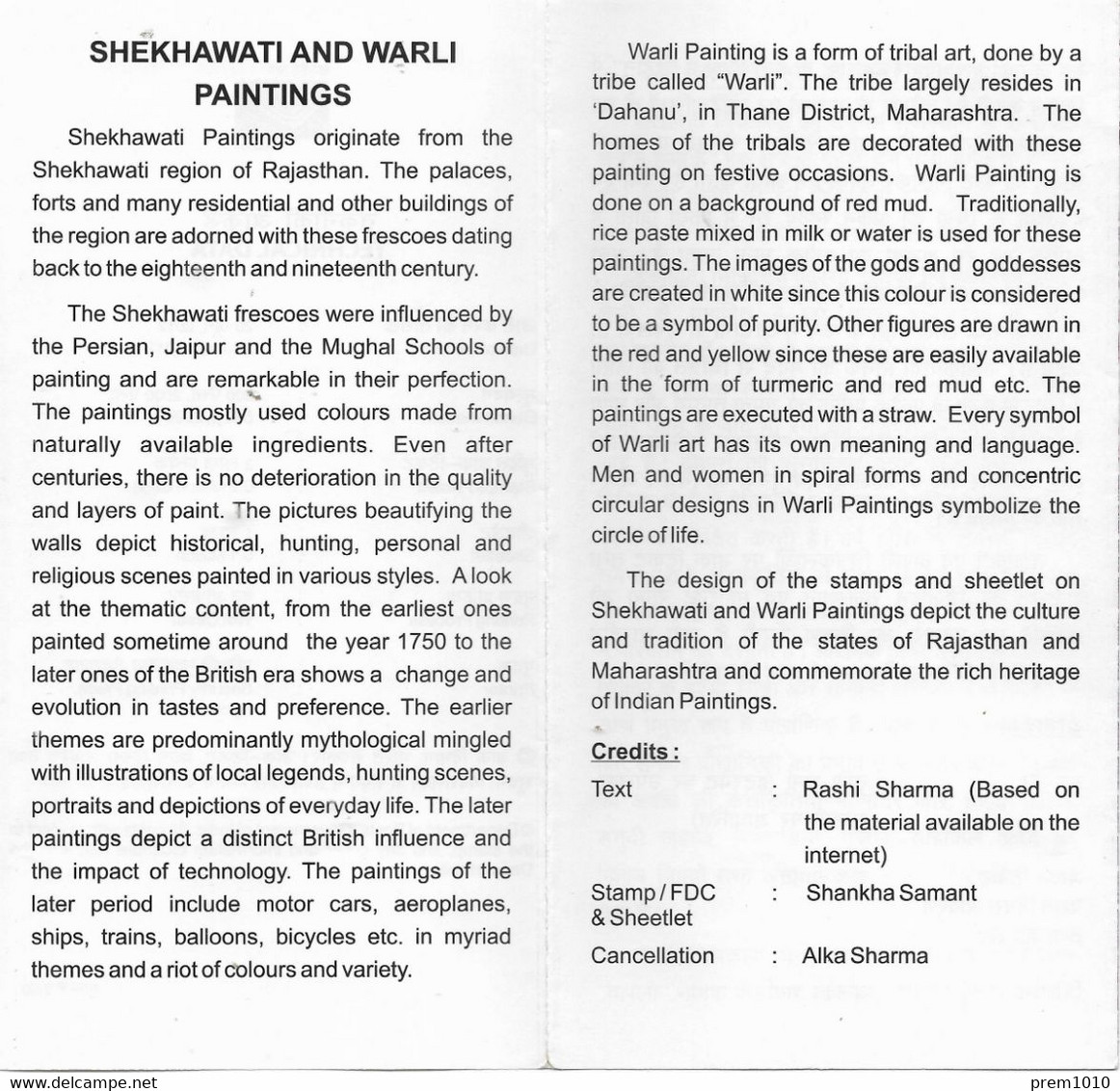 INDIA-2012  SHEKAWATI AND WARLI PAINTINGS- Official Information Brochure On Stamp Issue- - Unclassified