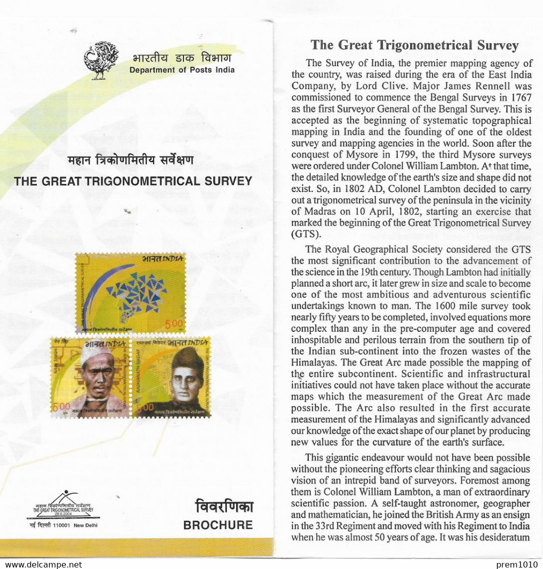 INDIA-2004  The Great Trigonometrical Survey- Official Information Brochure On Stamp Issue- - Non Classés