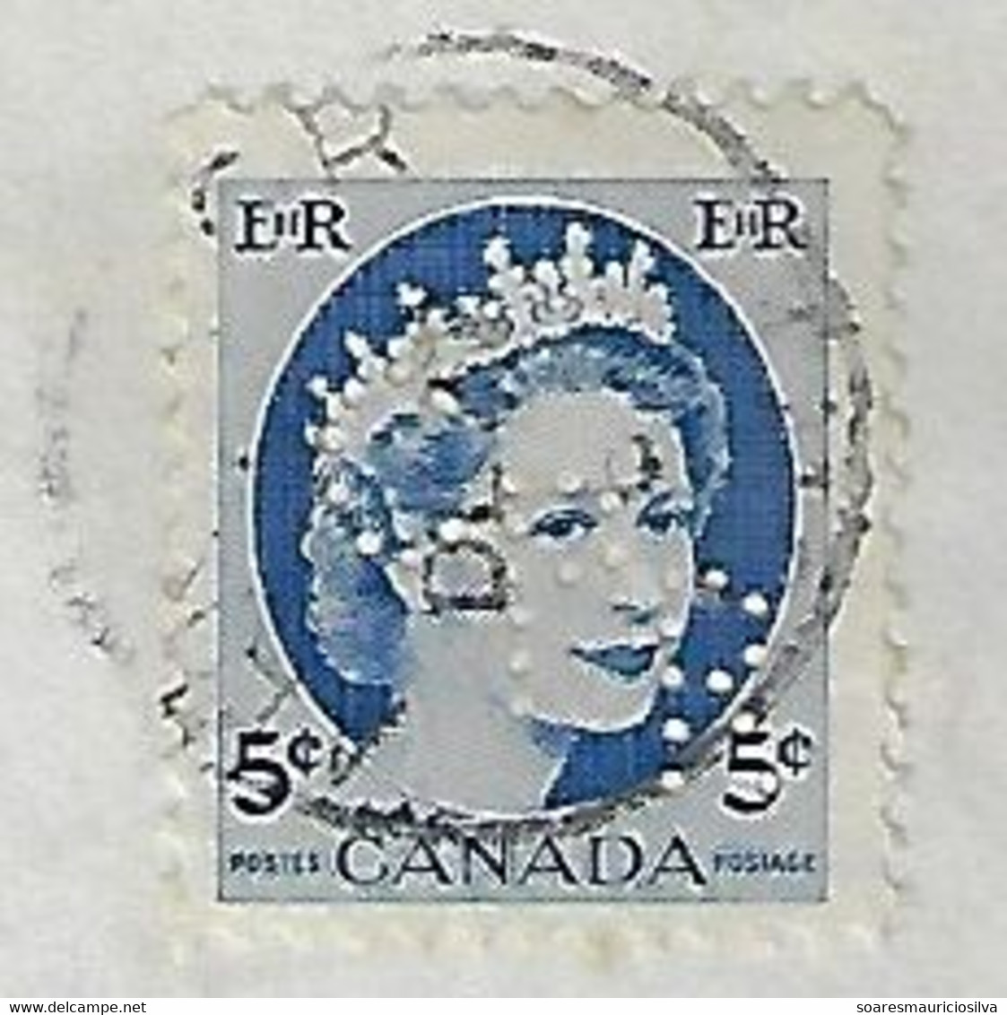 Canada 1962 Beaver Logo Commercial Front Cover Canadian Pacific Railway Co. Perfin CPR + 1 Stamp Lochung Perfore - Perforadas