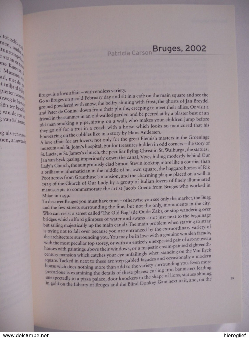 OMTRENT BRUGGE - INDRUKKEN & GEDACHTEN bekende vlamingen belichten een facet v brugge tgv 2002 bart caron lieve jaspaert