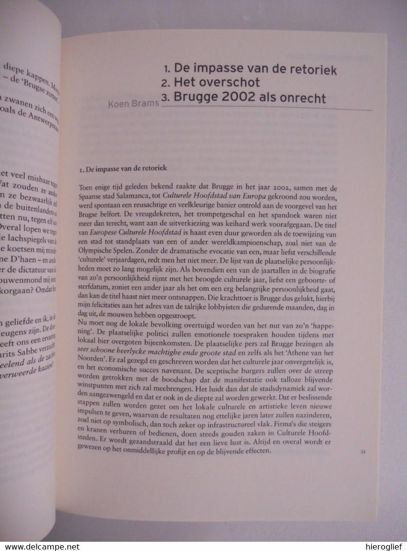 OMTRENT BRUGGE - INDRUKKEN & GEDACHTEN bekende vlamingen belichten een facet v brugge tgv 2002 bart caron lieve jaspaert