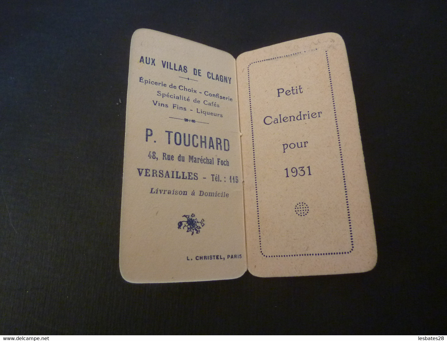 Calendrier De Poche Petit Almanach Pour 1931 -Aux VILLAS DE CLAGNY P. TOUCHARD VERSAILLES  (Septembre 2021 Calendr) - Petit Format : 1921-40