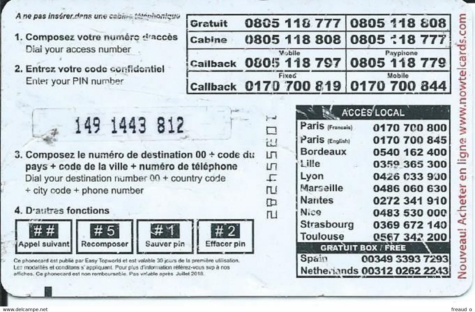 TELECARTE - WORLD TALK 7,50€ - - Telefone