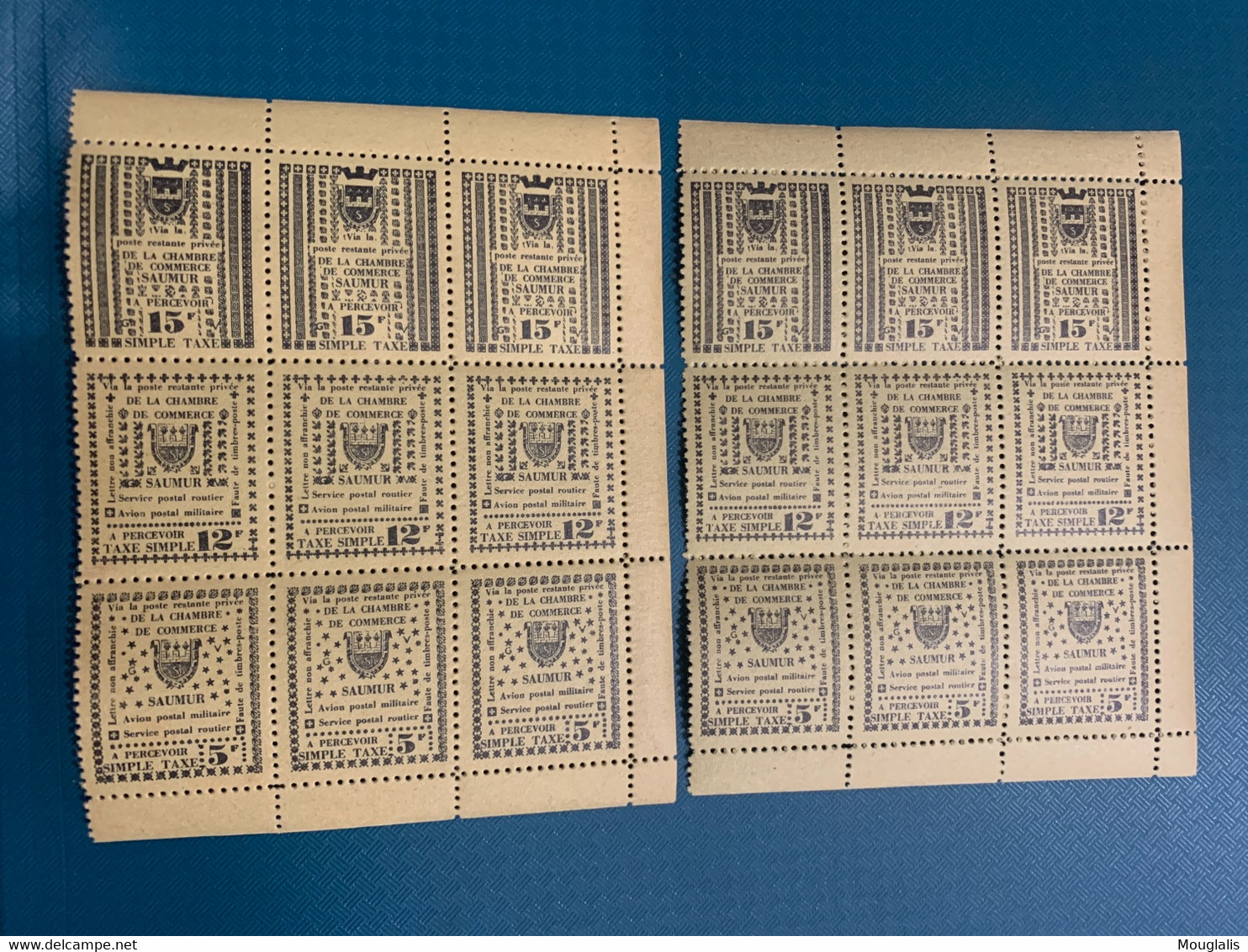 RARE !! CHAMBRE De COMMERCE SAUMUR 1953. 5 F+ 12 F+ 15 F /2 Blocs De 9 - Altri & Non Classificati