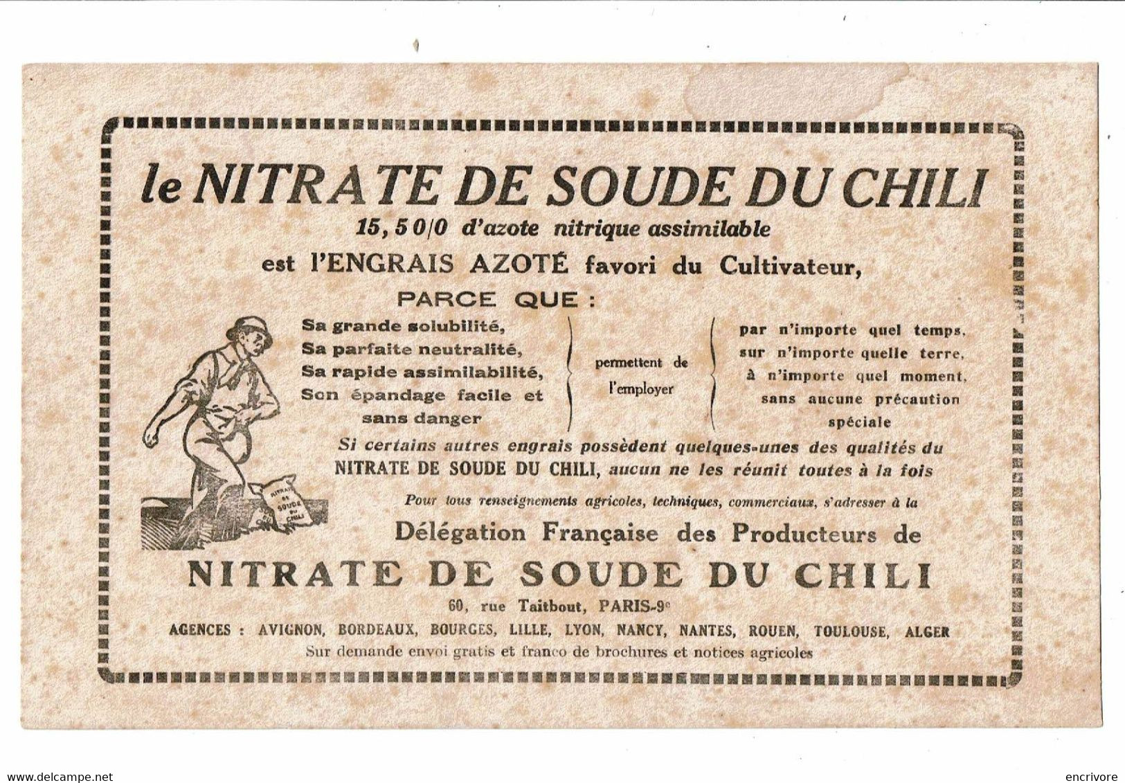 Buvard NITRATE DE SOUDE DU CHILI Engrais Azoté Favori Du Cultivateur - Agriculture