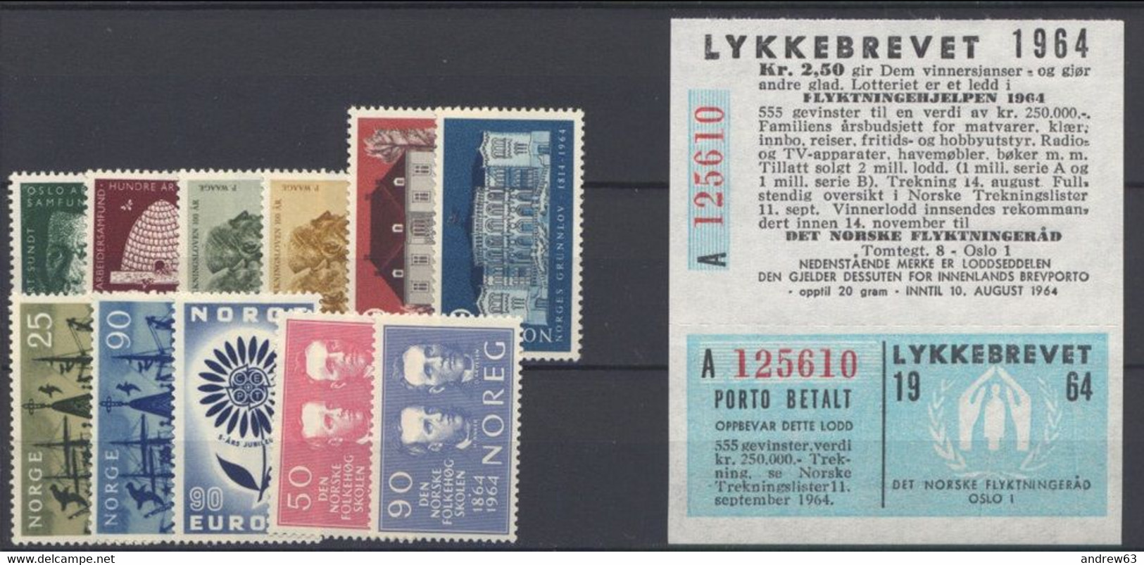 NORVEGIA - Norge - Norwegen - Norway - 1964 With Lykkebrevet - Annata Completa / Complete Year **/MNH VF - New - Ganze Jahrgänge