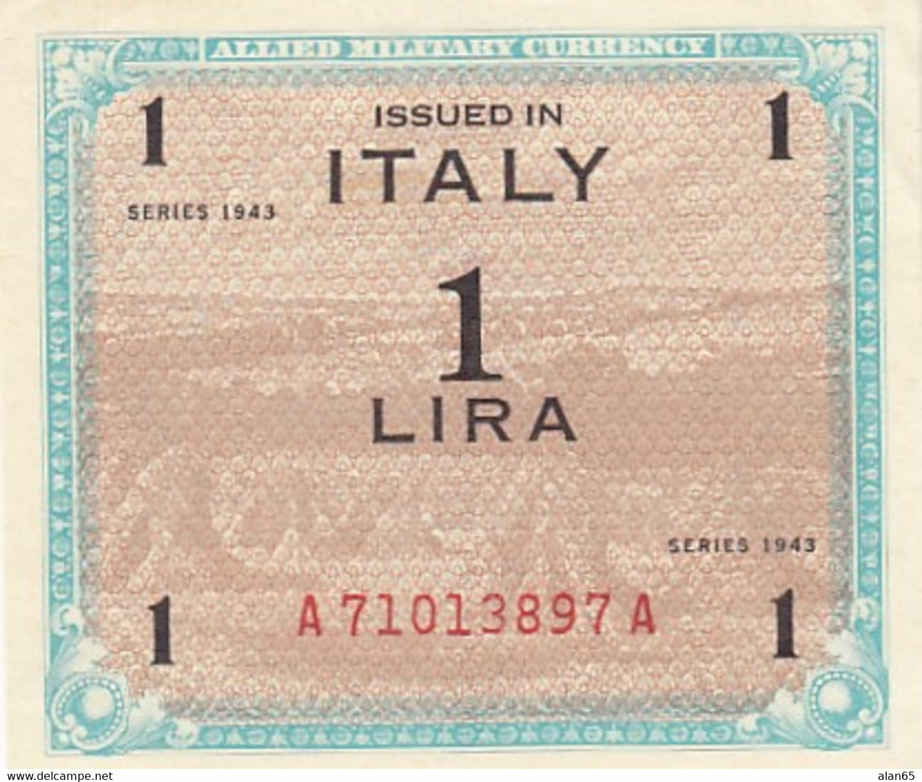 Italy #M10a 1943 1 Lira Banknote Currency - 2. WK - Alliierte Besatzung