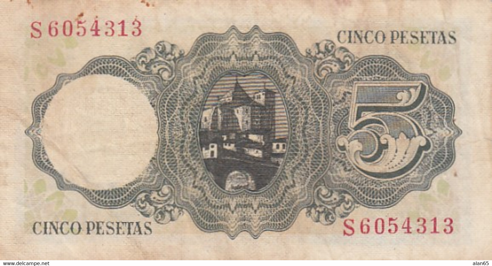 Spain #140a 1951 5 Pesetas Banknote Currency - 5 Pesetas