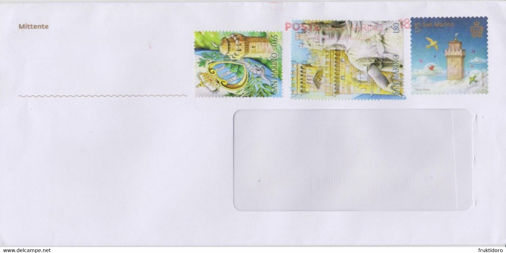 San Marino Envelopes Port Payé Mi 2439 Third Tower, Mi 2431 First Tower, Mi 2432 Statue Of Liberty - Expo 2010 - Errors, Freaks & Oddities (EFO)