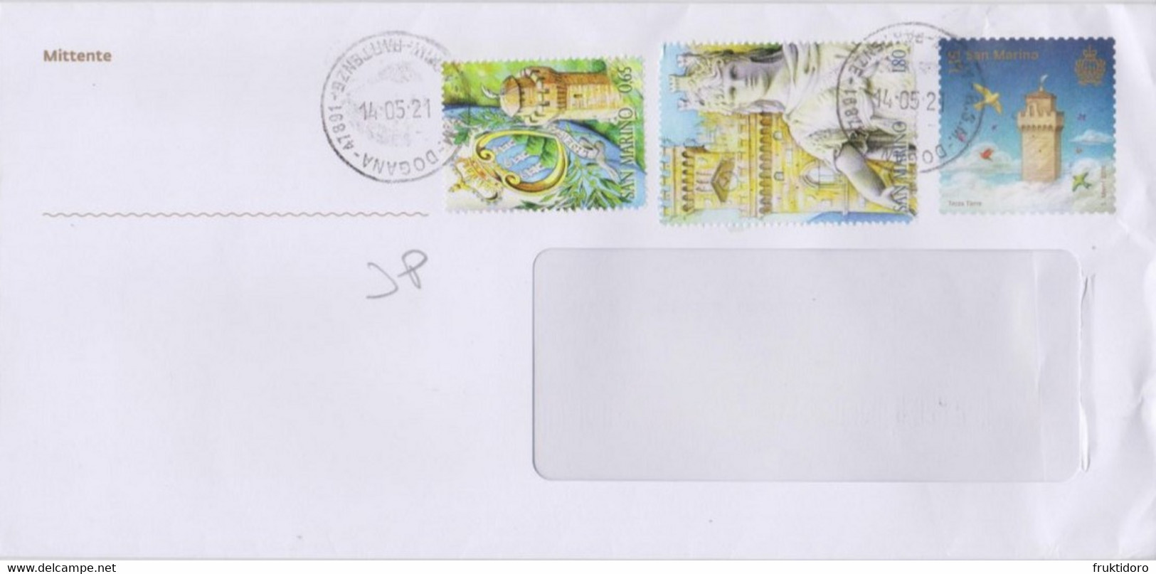 San Marino Envelopes Port Payé Mi 2439 Third Tower, Mi 2431 First Tower, Mi 2432 Statue Of Liberty - Expo 2010 - Errors, Freaks & Oddities (EFO)