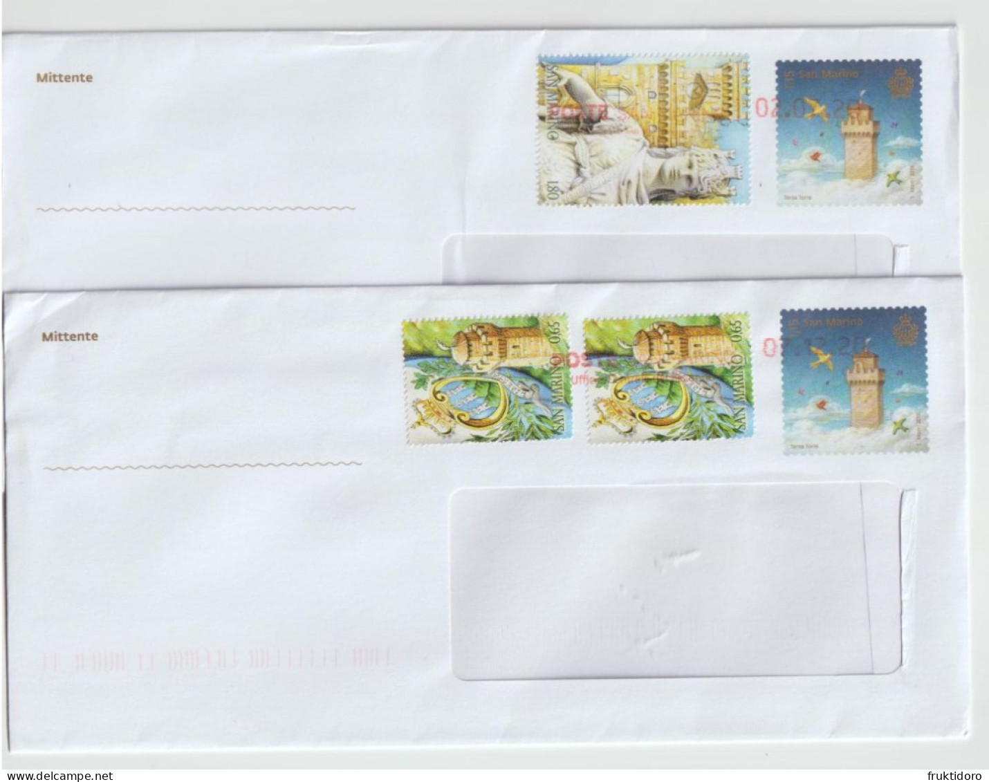 San Marino Envelopes Port Payé Mi 2439 Third Tower, Mi 2431 First Tower, Mi 2432 Statue Of Liberty - Expo 2010 - Errors, Freaks & Oddities (EFO)