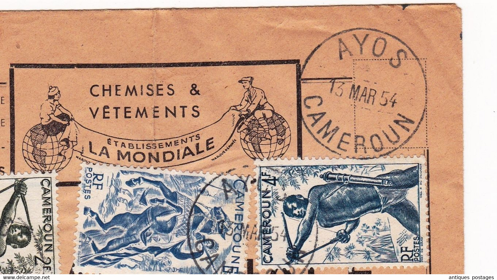 Lettre Ayos 1954 Cameroun Chemises & Vêtements La Mondiale Elboeuf Seine Maritime - Storia Postale