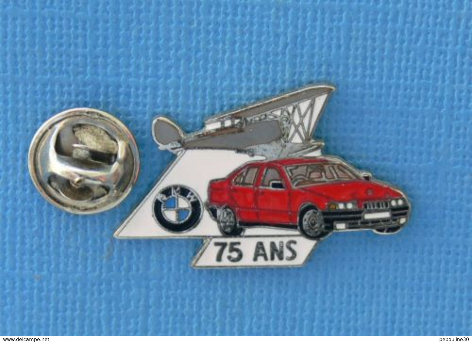 1 PIN'S //  ** AVION BIPLAN / BMW 75 ANS ** . (BMW / Démons & Merveilles) - BMW