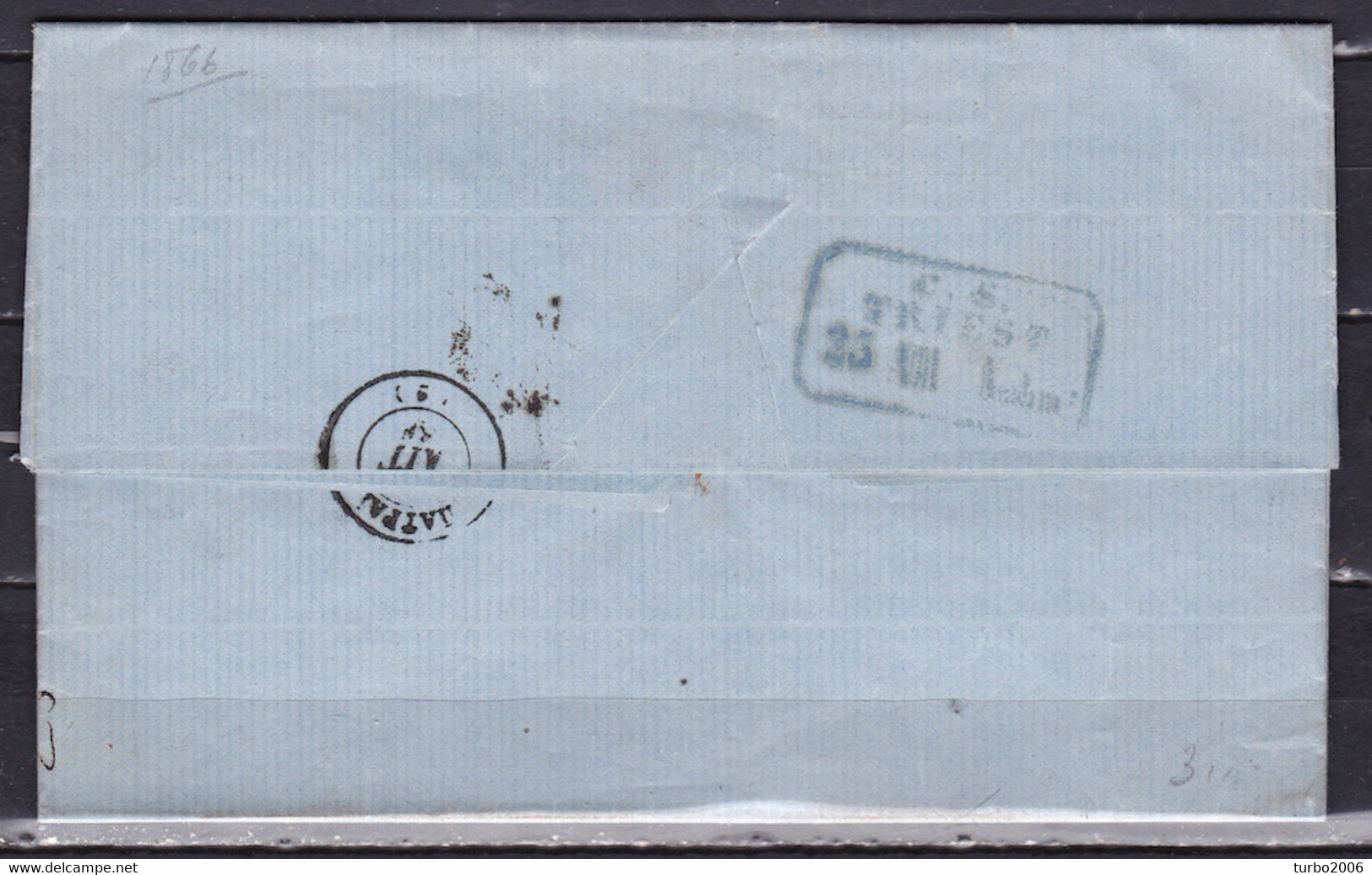 GREECE 1866 Commercial Shipsletter From ΠΥΡΓΟΣ To Mr. Ralli / Trieste Rate 15 > 20 - ...-1861 Prephilately