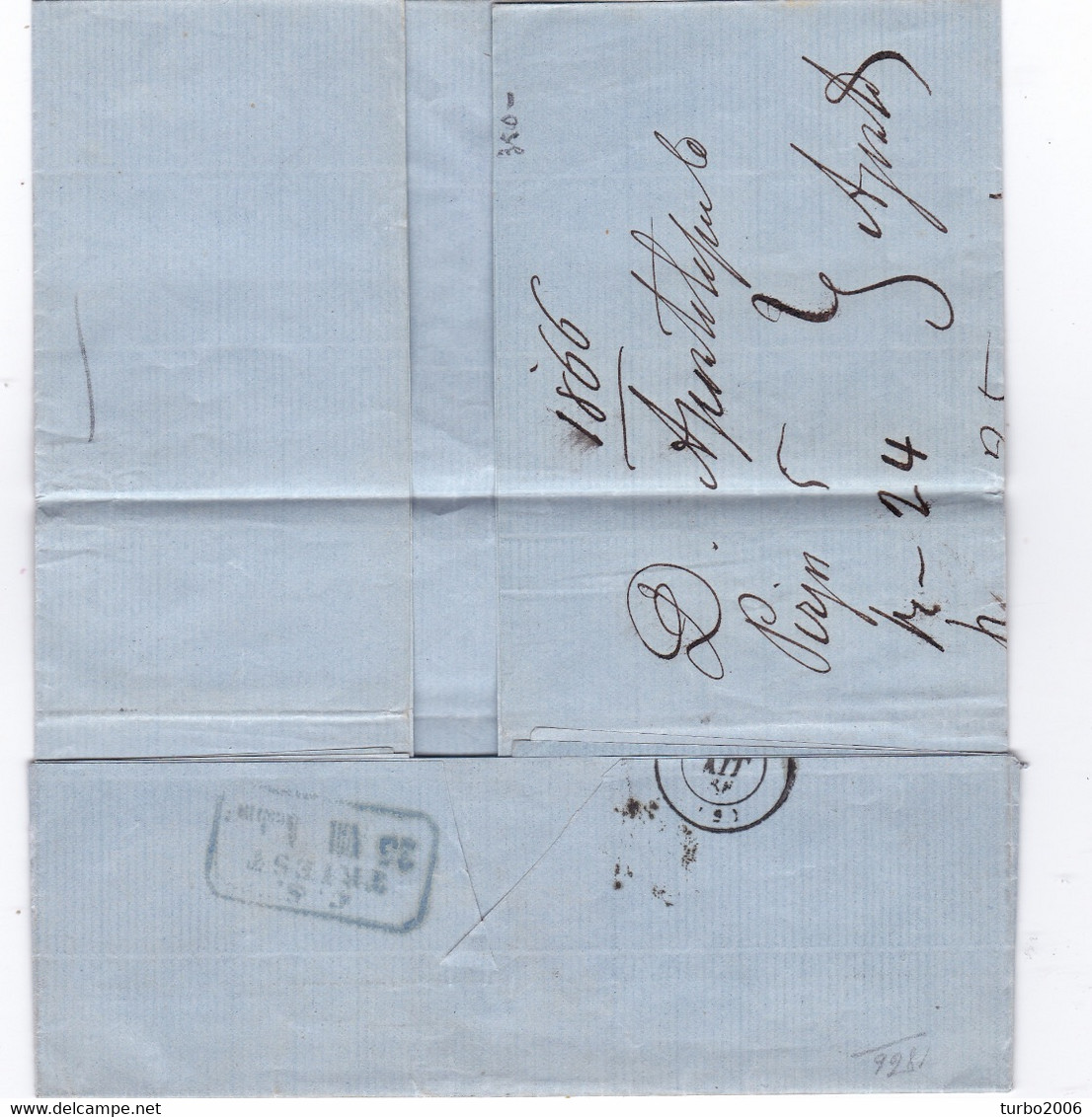 GREECE 1866 Commercial Shipsletter From ΠΥΡΓΟΣ To Mr. Ralli / Trieste Rate 15 > 20 - ...-1861 Prephilately