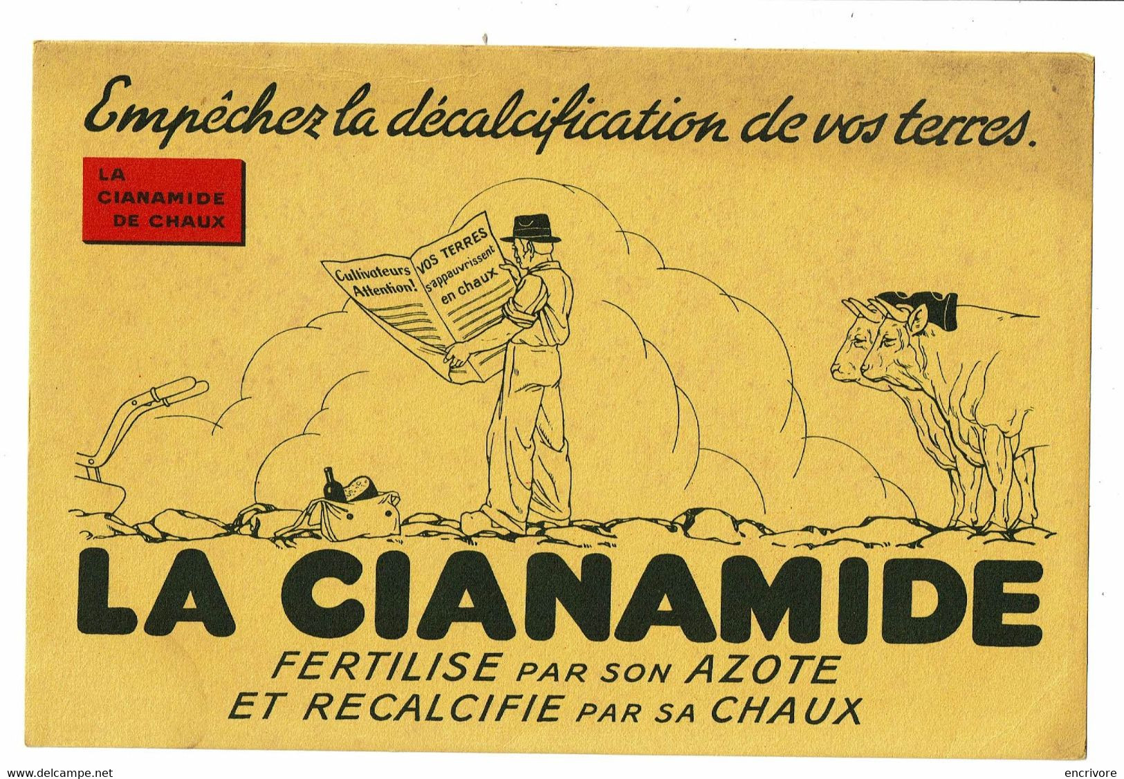 Buvard LA CIANAMIDE DE CHAUX Fertilise Et Recalcifie La Terre Boeufs Sous Le Joug - Landbouw