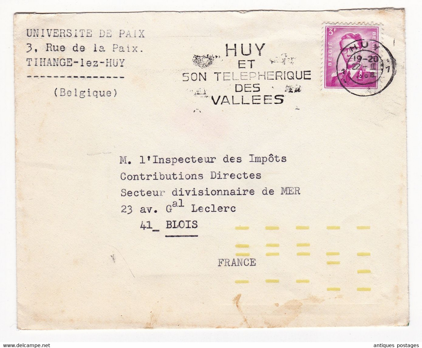 Lettre Tihange Les Huy Université De La Paix Belgique Blois Loir Et Cher - Covers & Documents