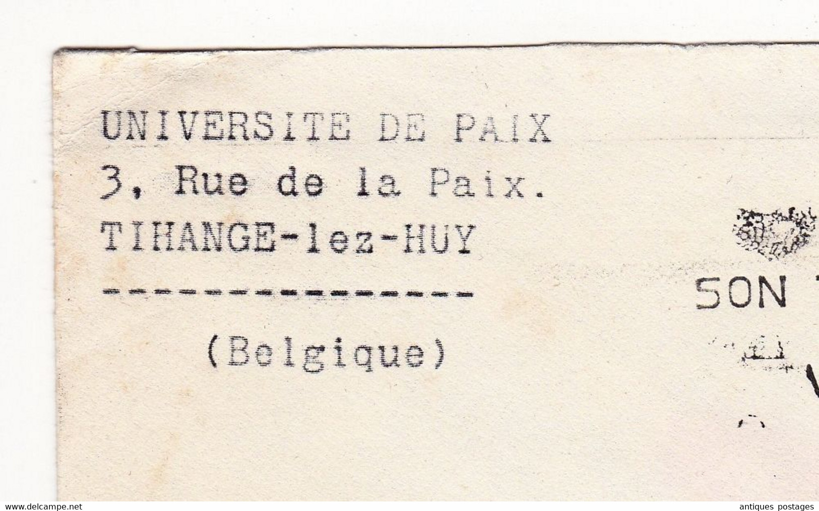 Lettre Tihange Les Huy Université De La Paix Belgique Blois Loir Et Cher - Cartas & Documentos