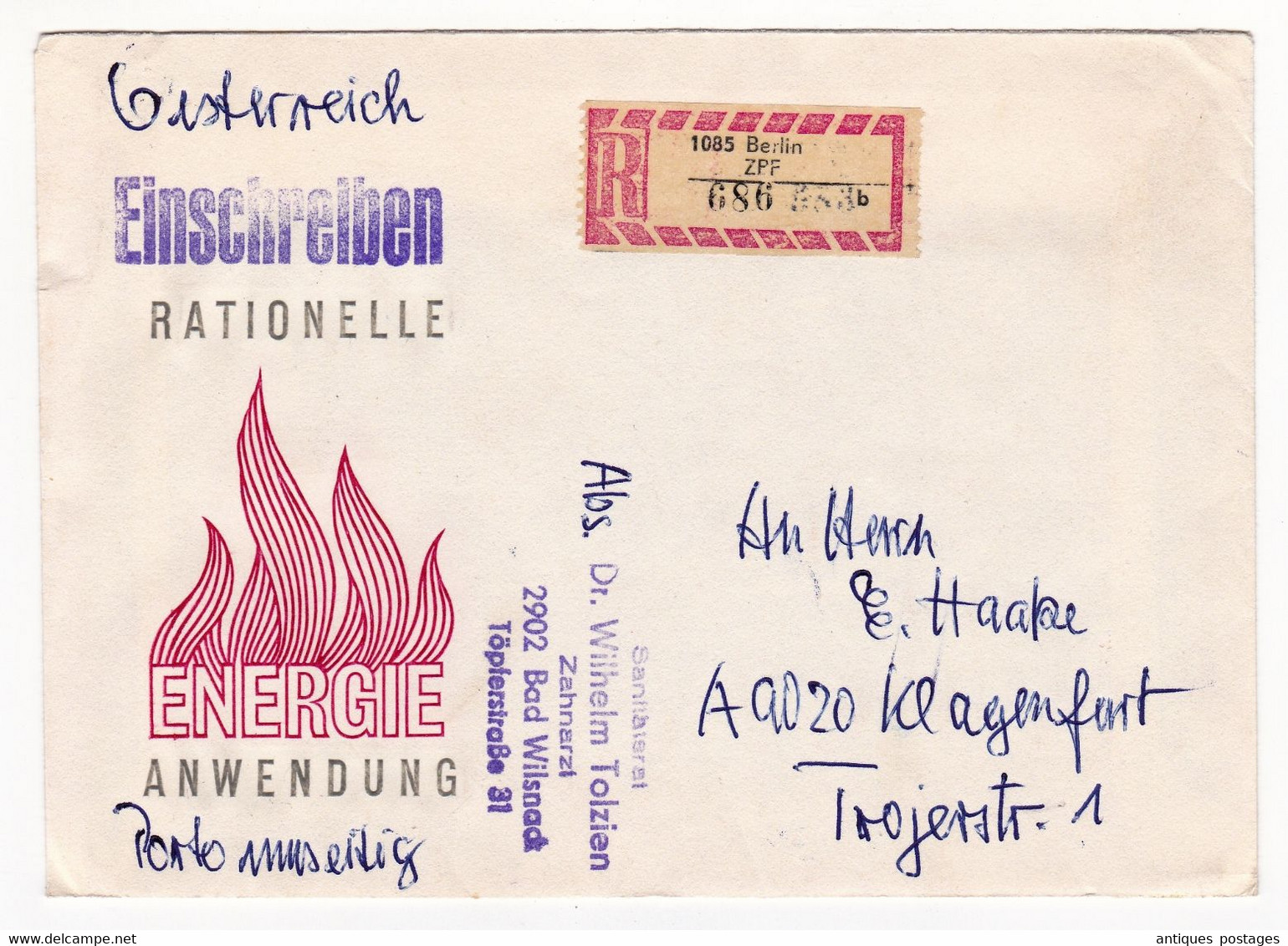 Berlin Einschreiben Berlin Deutschland FDC Rationelle Energie Anwendung - 1981-1990