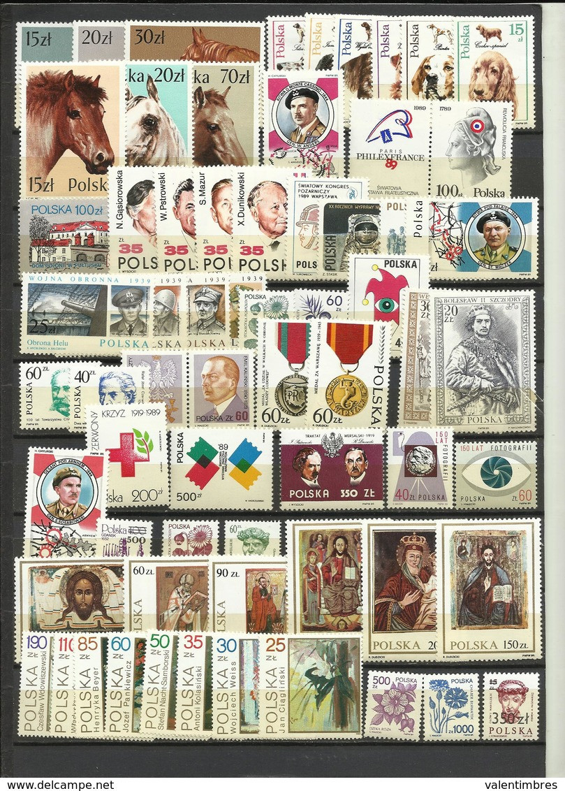 Pologne Année Complète ** 1989   YT  2997/3059    63 Timbres  Poland  Polen Polska - Años Completos