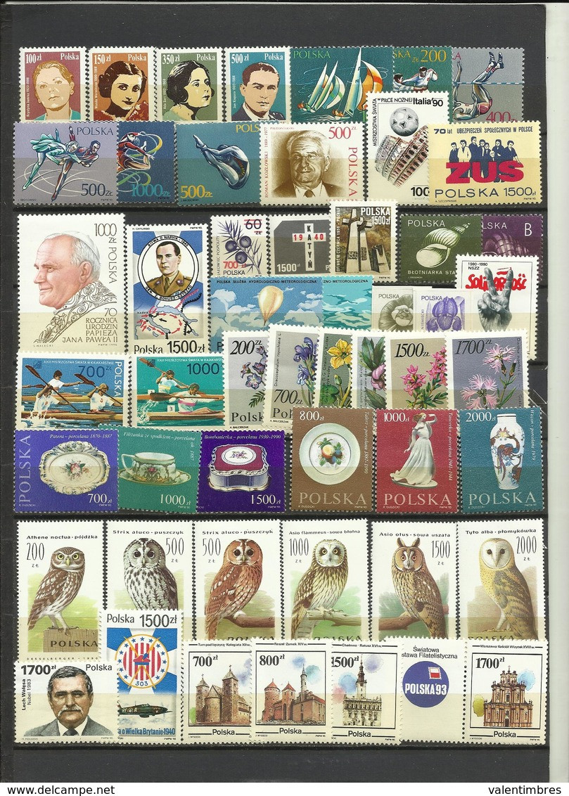 Pologne Année Complète ** 1990   YT  3060/3110    51 Timbres  Poland  Polen Polska - Años Completos