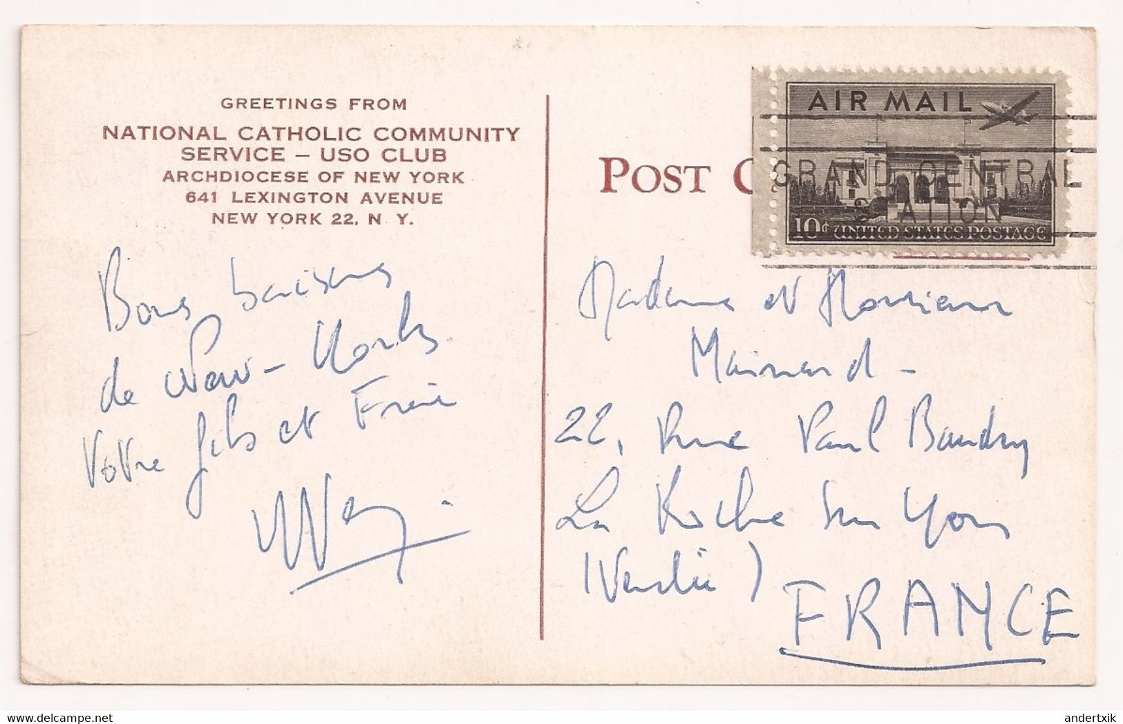 USA, National Catholic Community Service, Cardinal Spellman, Airmail - Otros & Sin Clasificación