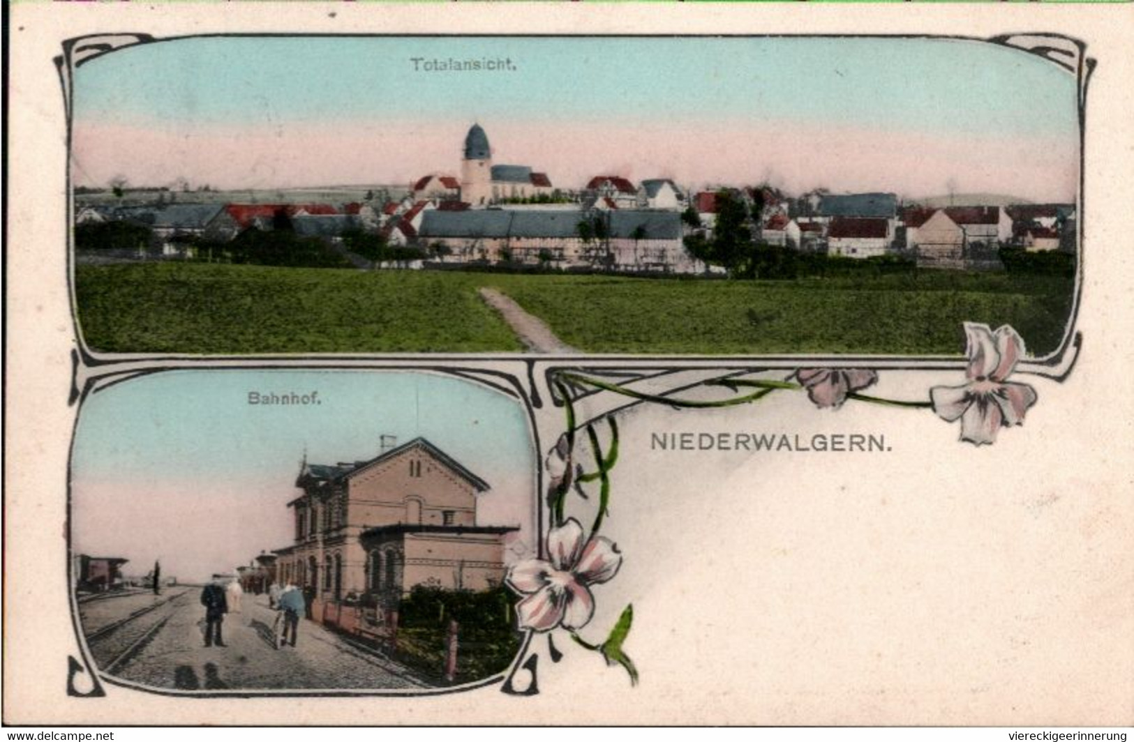 ! Alte Ansichtskarte Aus Niederwalgern In Hessen, Bahnhof, Bahnpoststempel, 1908 - Bahnhöfe Ohne Züge